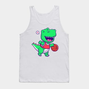 cute dinosaur playing basketball Tank Top